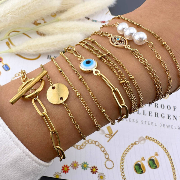 18K gold plated Stainless steel Paperclip bracelet