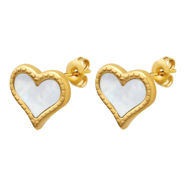18K gold plated Stainless steel Hearts Stud Earrings