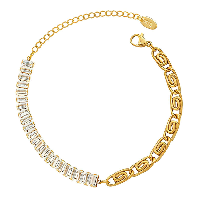 18K gold plated Stainless steel Half Tennis Bracelet