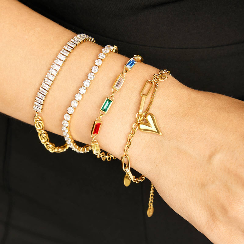 18K gold plated Stainless steel Half Tennis Bracelet