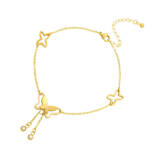18K gold plated Stainless steel Butterfly Anklet