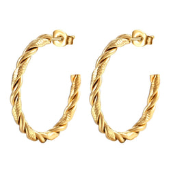 18K gold plated Stainless steel Rope Hoop Earring