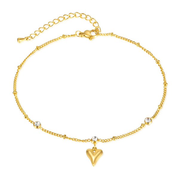 18K gold plated Stainless steel Hearts Anklet